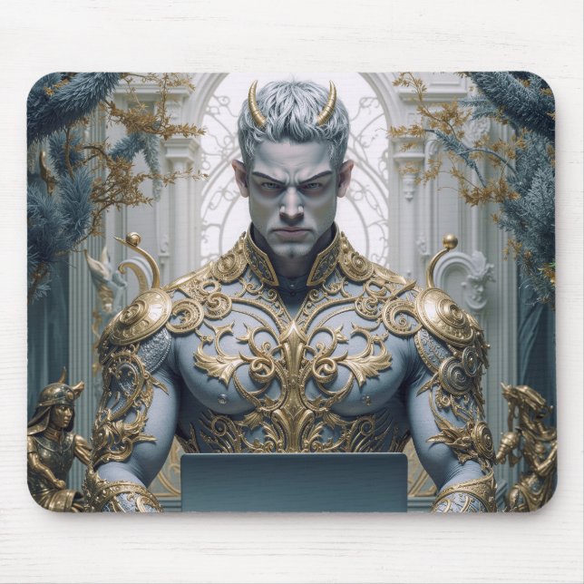 Dämonischer Krieger am Laptop Fantasy Mousepad (Vorne)