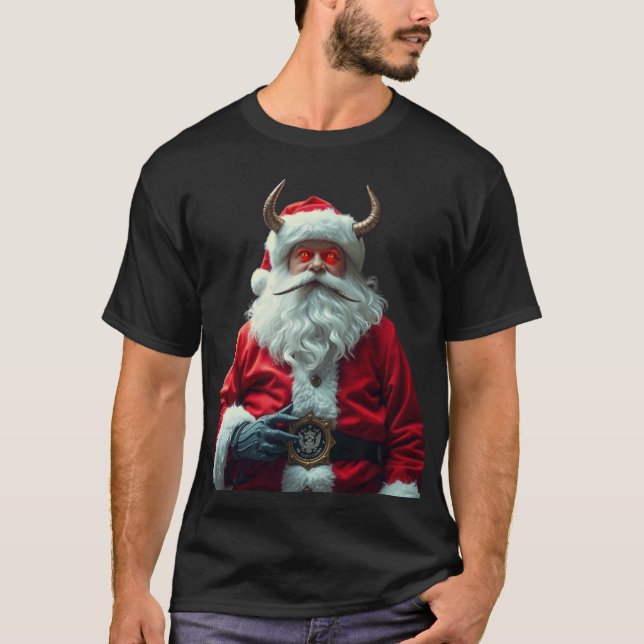 Dämonischer Weihnachtsmann mit Hörnern T-Shirt (Vorderseite)