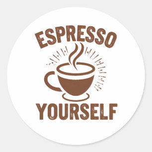 Dampf-Espresso-Cup-Illustration Runder Aufkleber