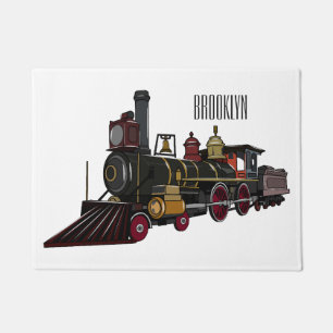 Dampf-Lokomotiven-Cartoons-Illustration Fußmatte