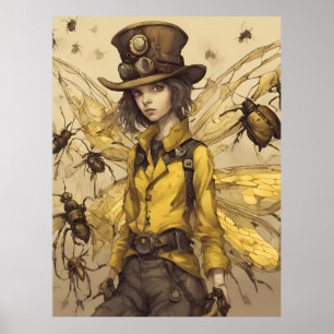 Dampf-Punk-Insekten-Lady Poster