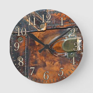 Dampf-punk Vintage Antik-Dampfer-Koffer Runde Wanduhr