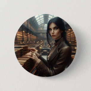 Dampf-Punk-Vintage-Viktorianische-Bibliothekarin-D Button