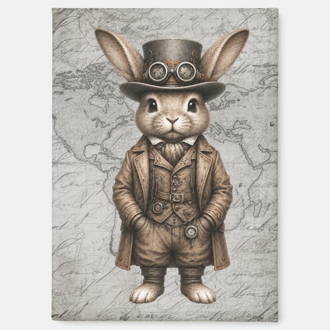 Dampf-Rabbit - Nach Vorne Blickend Magnet (Vorderseite)