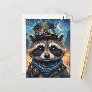 Dampf-Raccoon Postkarte