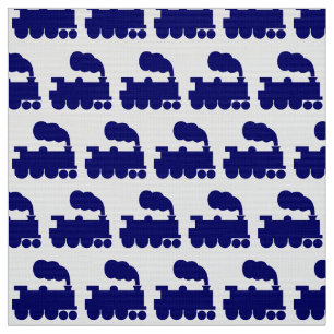 Dampf-Zug-Muster - tiefes Marine-Blau und Weiß Stoff