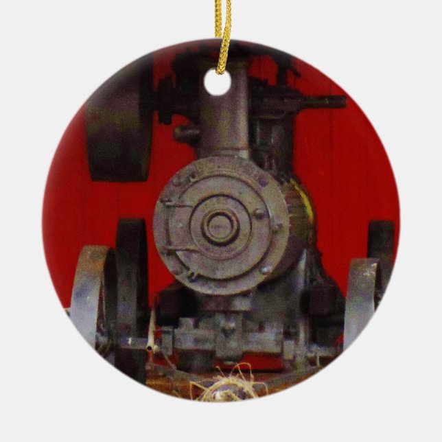 Dampfantrieb Antique Tracter Keramik Ornament (Vorne)