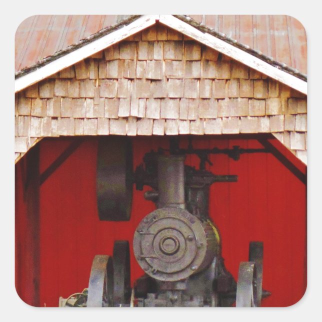 Dampfantrieb Antique Tracter Quadratischer Aufkleber (Vorderseite)