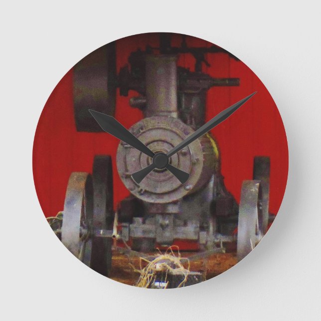 Dampfantrieb Antique Tracter Runde Wanduhr (Vorderseite)