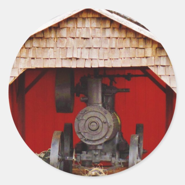 Dampfantrieb Antique Tracter Runder Aufkleber (Vorderseite)