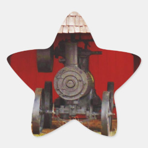 Dampfbetriebener antiker Traktor Stern-Aufkleber