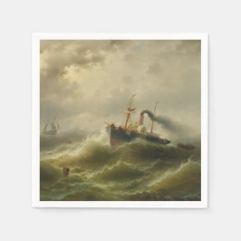 Dampfboot in einem Sturm an der Nordsee Serviette