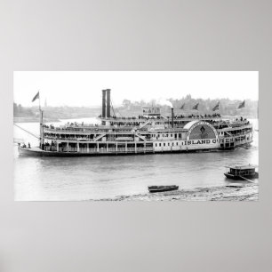 Dampfboot 'Island Queen' 1906 BW Poster