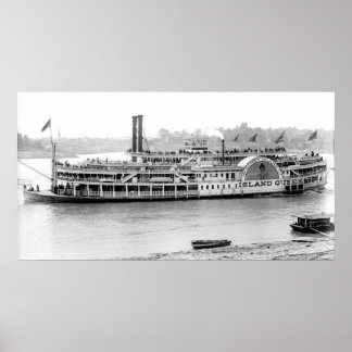 Dampfboot 'Island Queen' 1906 BW Poster