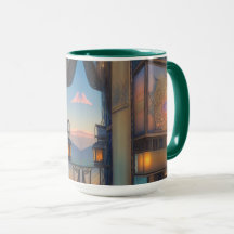 Dampfbunker-Stadtbalkon-Laternen SciFi-Tasse