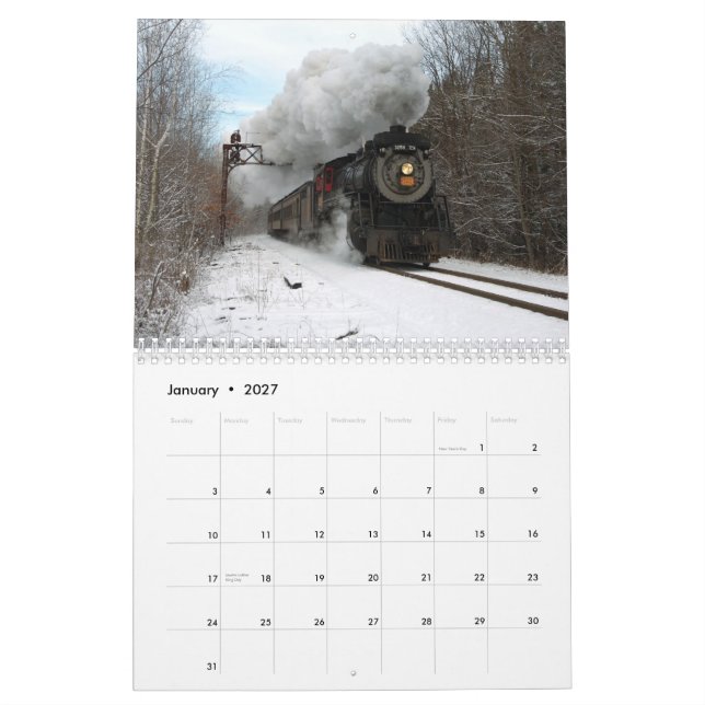Dämpfen durch den Jahr-Kalender Kalender (Jan 2027)