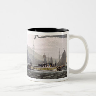 Dämpfen Sie Boot auf dem Clyde nahe Dumbarton, vo Zweifarbige Tasse