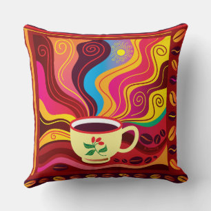 Dampfende Kaffeetasse Muster Kissen