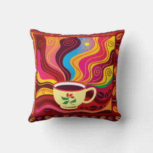 Dampfende Kaffeetasse Muster Kissen