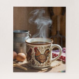Dampfender Kaffee in einer volkstümlichen Kunst-Mu Puzzle