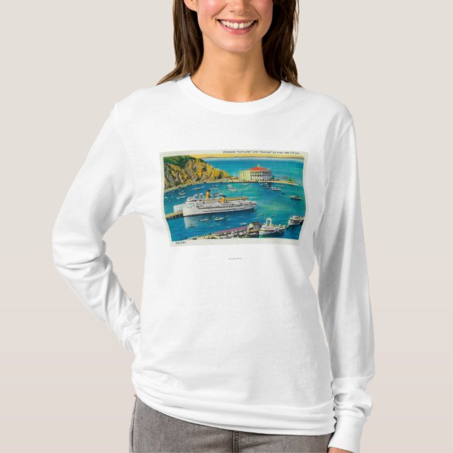 Dampfer Catalina und Avalon am Pier und Kasino T-Shirt (Vorderseite)