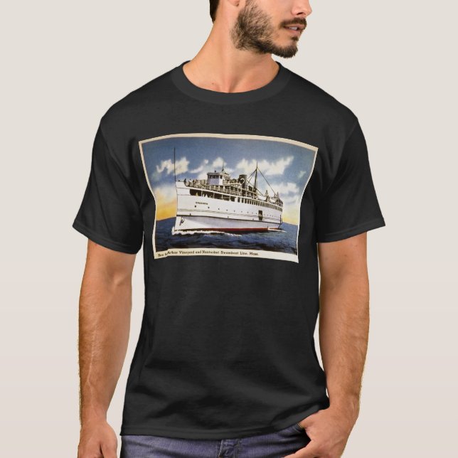 Dampfer Naushon, Nantucket Steamboat-Linie, Mass. T-Shirt (Vorderseite)