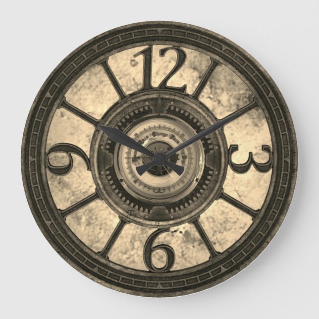 Dampfgestänge - Rund-Wand-Uhr Große Wanduhr (Vorderseite)