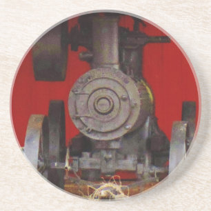 Dampfgetriebene Antiquität Traktor Sandstein Untersetzer
