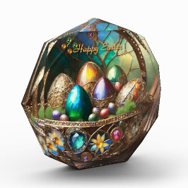 Dampfkorb Osterkorb gefüllt mit farbigen Eiern Fotoblock