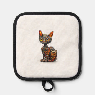 Dampfkraft-Schnurren � Steampunk-Roboterkatze Topflappen