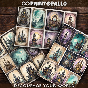 Dampflok-Dekorationselemente für Decoupage #1 Geschenkpapier Set