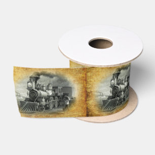 Dampflok im Vintage-Stil Satinband