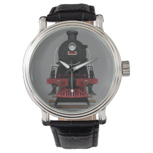 Dampflok-Oldtimer-Eisenbahn-Jedes Gesicht-Farbe Armbanduhr