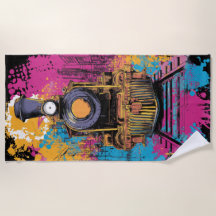 Dampflok Pop Art Splash im Vintage-Stil