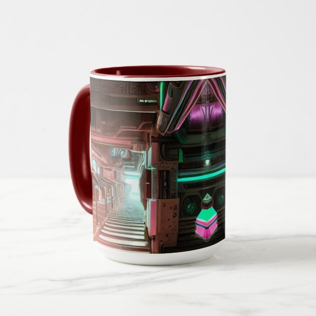 Dampflok-Stadt-Motiv-Becher Tasse (Vorderseite Links)