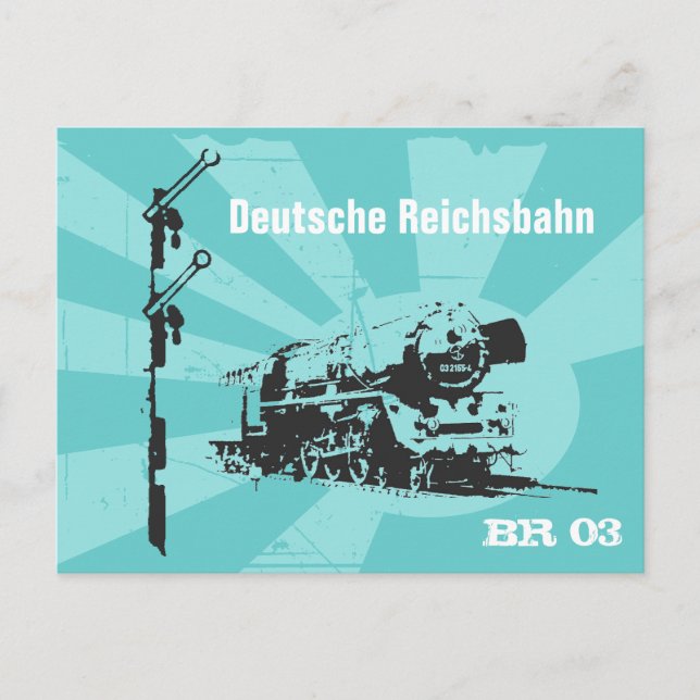 Dampflokdesign Reichsbahn Postkarte (Vorderseite)