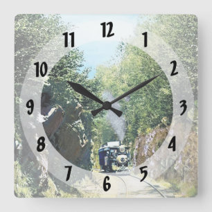 Dampflokomotive am Summit Cut, Green Mountain Quadratische Wanduhr