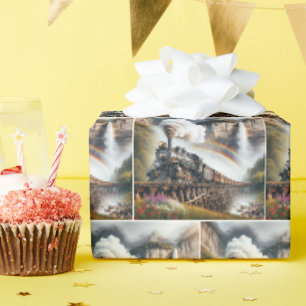 Dampflokomotive auf einer Trestle-Brücke Geschenkpapier