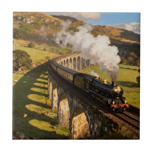 Dampflokomotive auf Viadukt Fliese (Vorderseite)