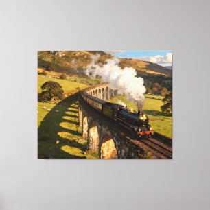 Dampflokomotive auf Viadukt Leinwanddruck