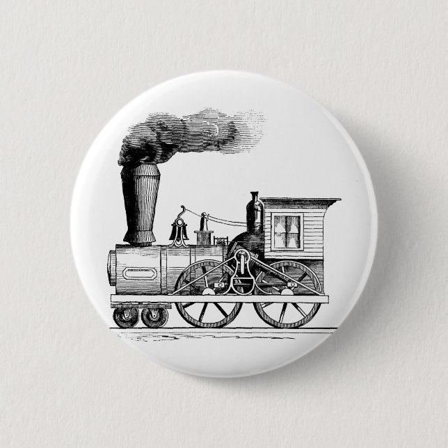 Dampflokomotive aus alter Zeit Button (Vorderseite)