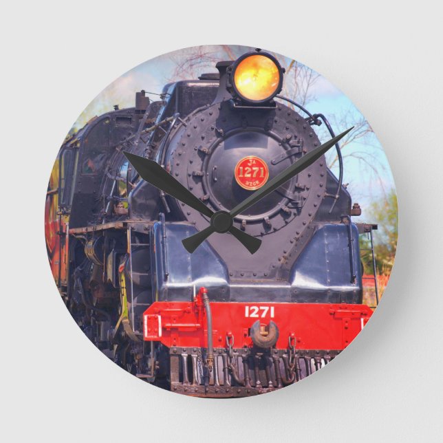 Dampflokomotive Eisenbahn Eisenbahn Geschenke Stre Runde Wanduhr (Vorderseite)