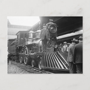 Dampflokomotive im Bahnhof, 1923 Postkarte