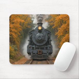 Dampflokomotive im Herbstwald Mousepad