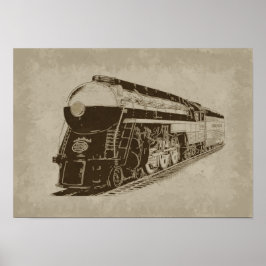 Dampflokomotive im Stil der Art Deco-Ära Poster