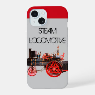 Dampflokomotive im Vintage-Stil Rot Grau iPhone 15 Hülle