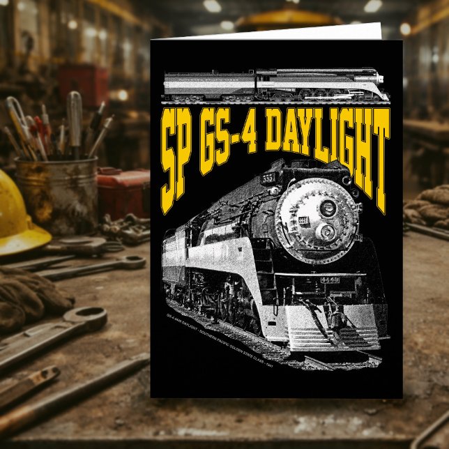 Dampflokomotive SP GS-4 4449 Zug Dankeskarte (SP GS-4 Daylight Steam Locomotive. 4449 Train. Thank You Card)