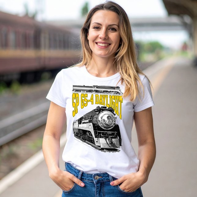 Dampflokomotive SP GS-4 Daylight 4449 T-Shirt (SP GS-4 Daylight 4449 Steam Train Locomotive. Women Basic White T-Shirt)