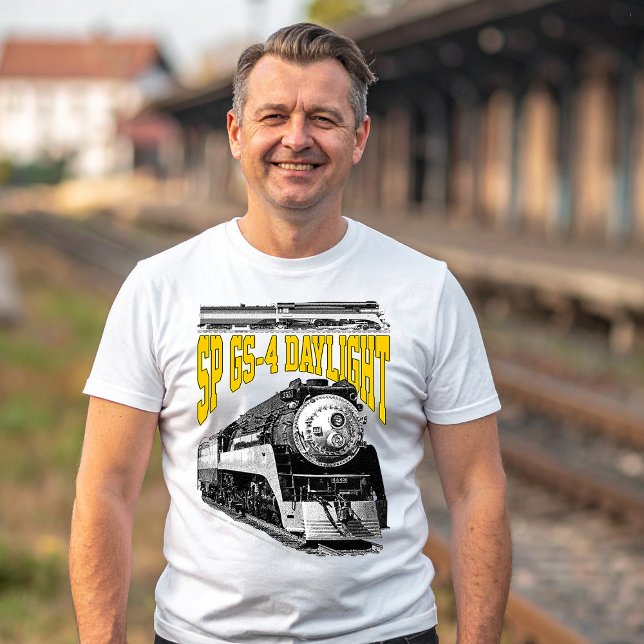 Dampflokomotive SP GS-4 Daylight 4449 T-Shirt (SP GS-4 Daylight 4449 Steam Train Locomotive. Men Basic White T-Shirt)