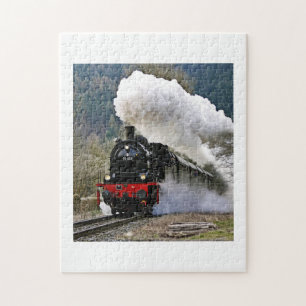 Dampflokomotive Vintage-Zug Farbe 11" x 14" Puzzle